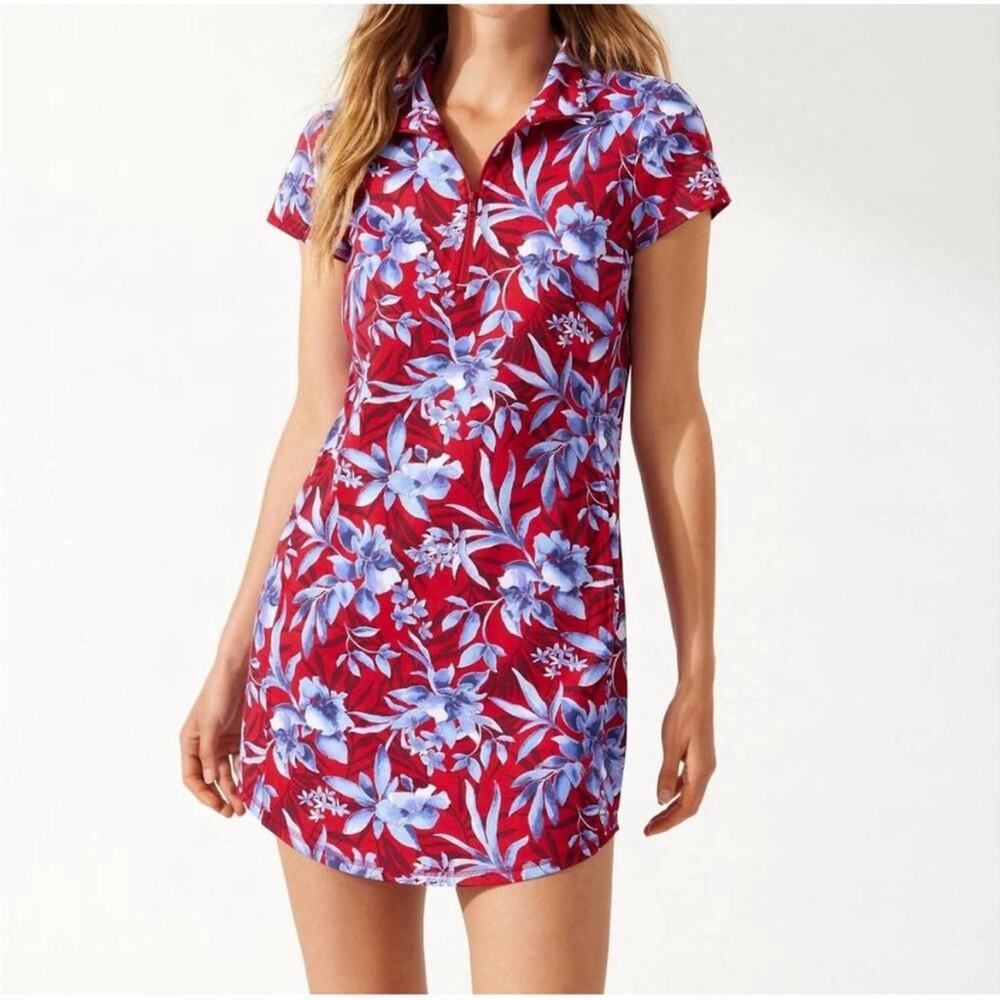 Tommy bahama Aubrey dress red blue floral size large